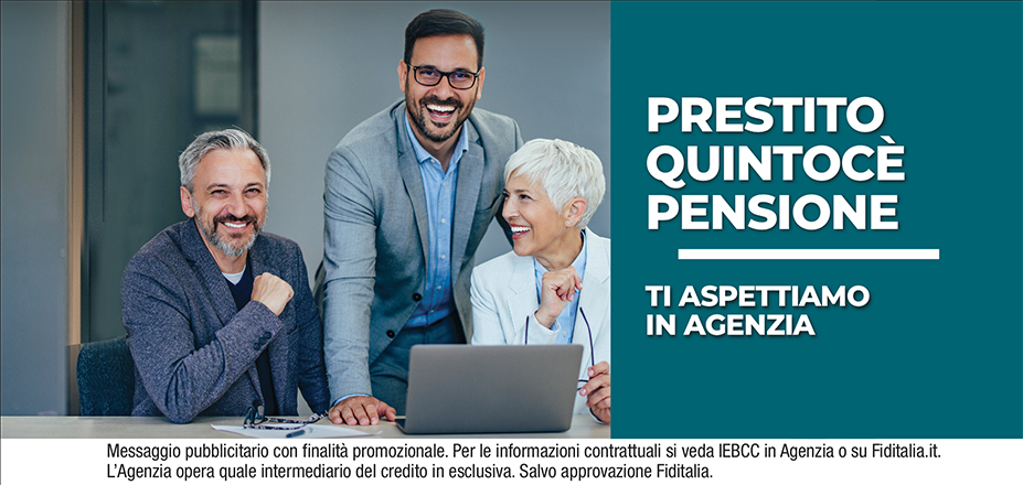 Agenzia Mediafin Fiditalia | Imperia | Cessione del Quinto Quintocè - Un consulente dedicato per i progetti di dipendenti e pensionati. Messaggio pubblicitario con finalità promozionale. Per le informazioni contrattuali si veda IEBCC in Agenzia o su Fiditalia. it. L’Agenzia opera quale intermediario del credito in esclusiva. Salvo approvazione Fiditalia.